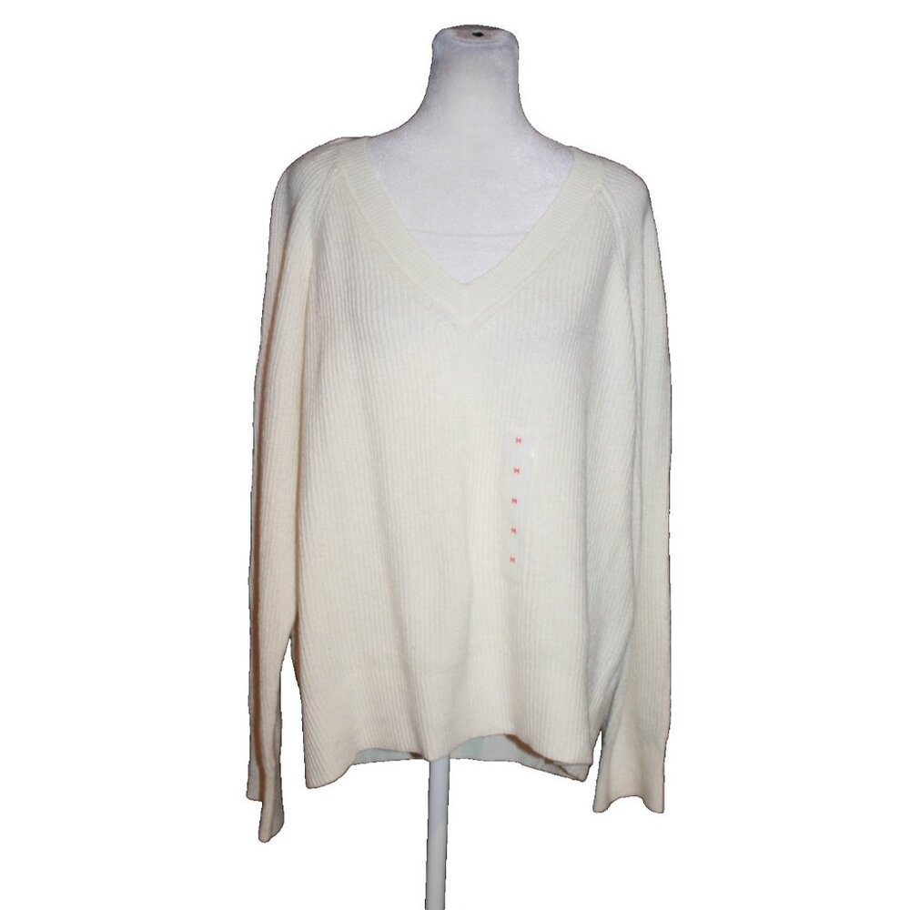 OLD NAVY Loose Fit V-Neck Sweater Women's Size Medium Ivory NEW